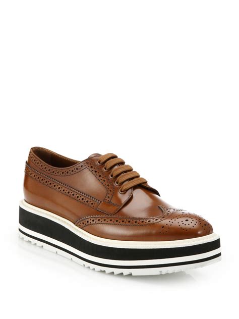 prada wingtip brogues|Prada brogue platform shoes.